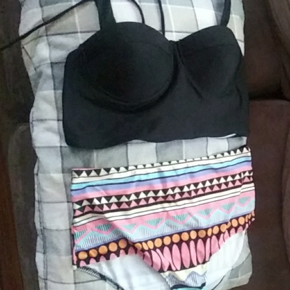 Black halter top bathing suit